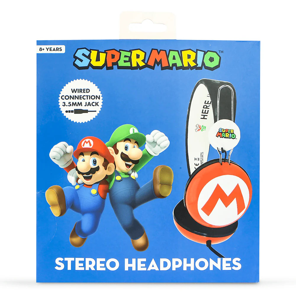 Super Mario Icon Red/Black Teen Stereo Headphones