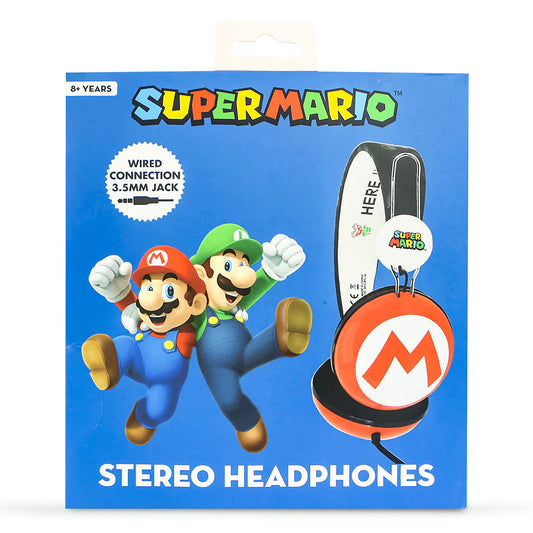 Super Mario Icon Red/Black Teen Stereo Headphones